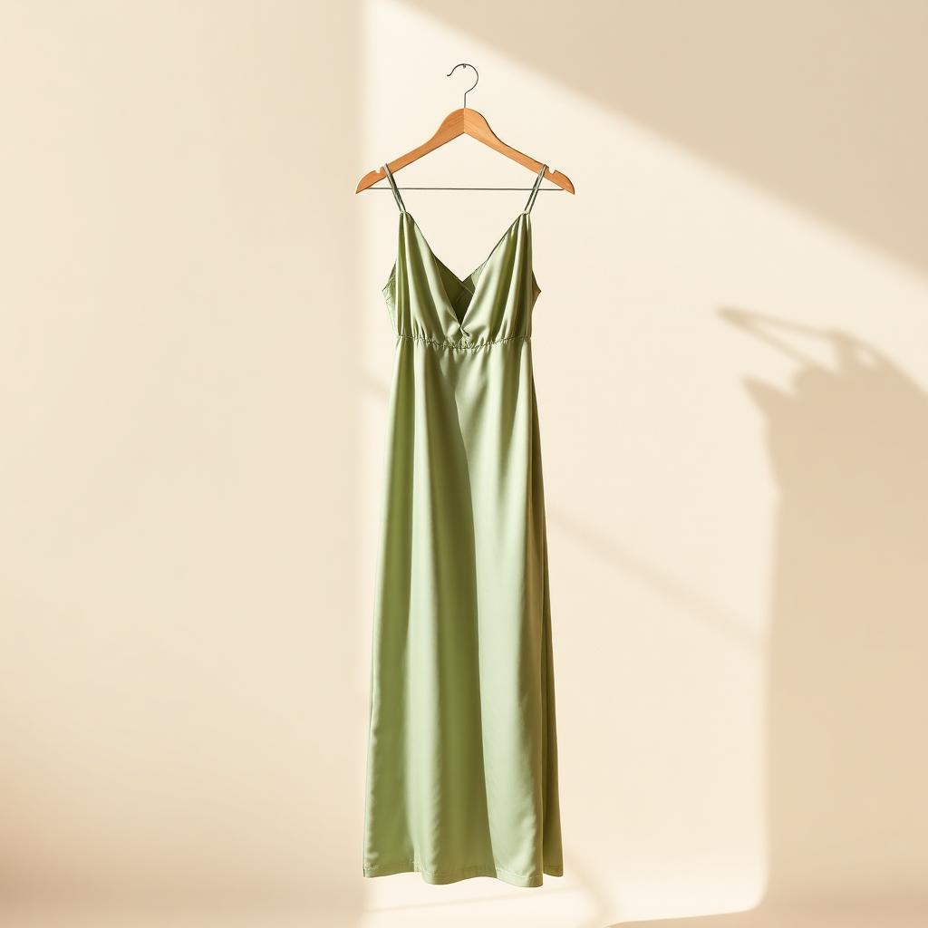 Sage satin slip gown